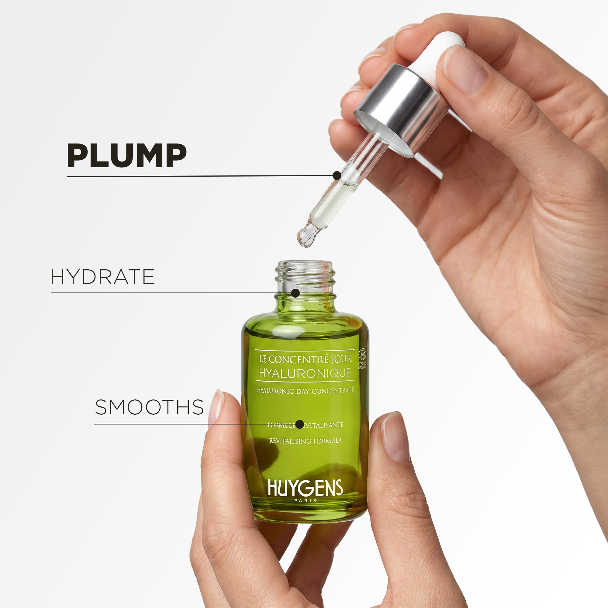 The serum plumps, hydrates and smooths the skin