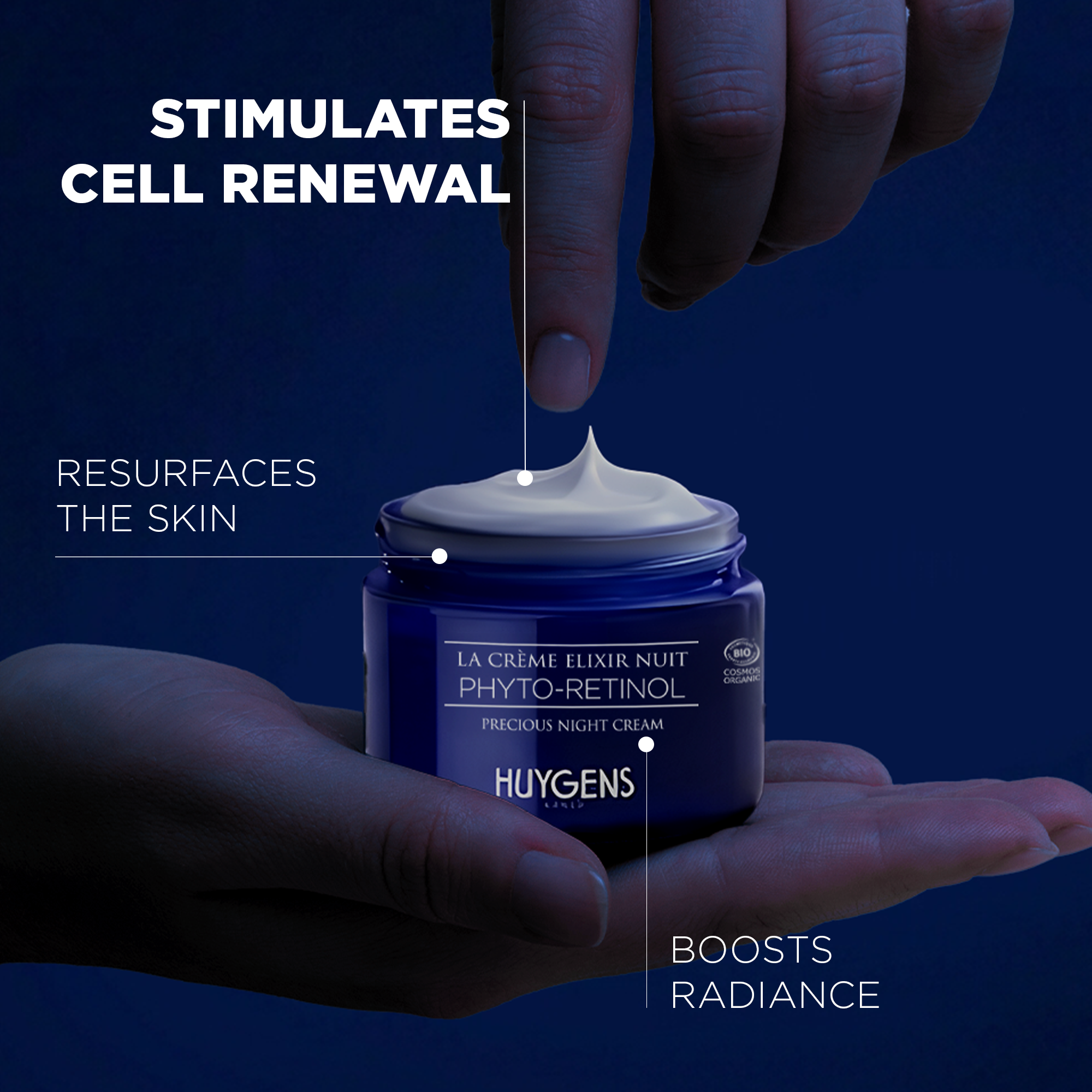 The cream stimulates cell renewal, resurfaces the skin and boosts radiance